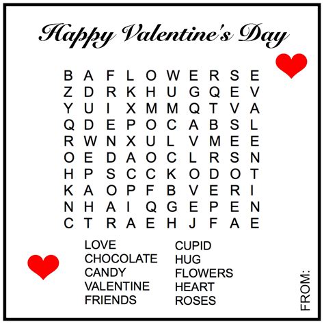 Free Printable Valentine Word Search